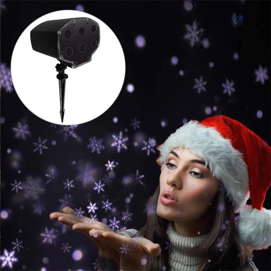 

BEIAIDI Upgrade Moving Snowfall Projector Lamp Outdoor Snowflake Christmas Landscape Light Wedding Party Decor Garden Spotlight