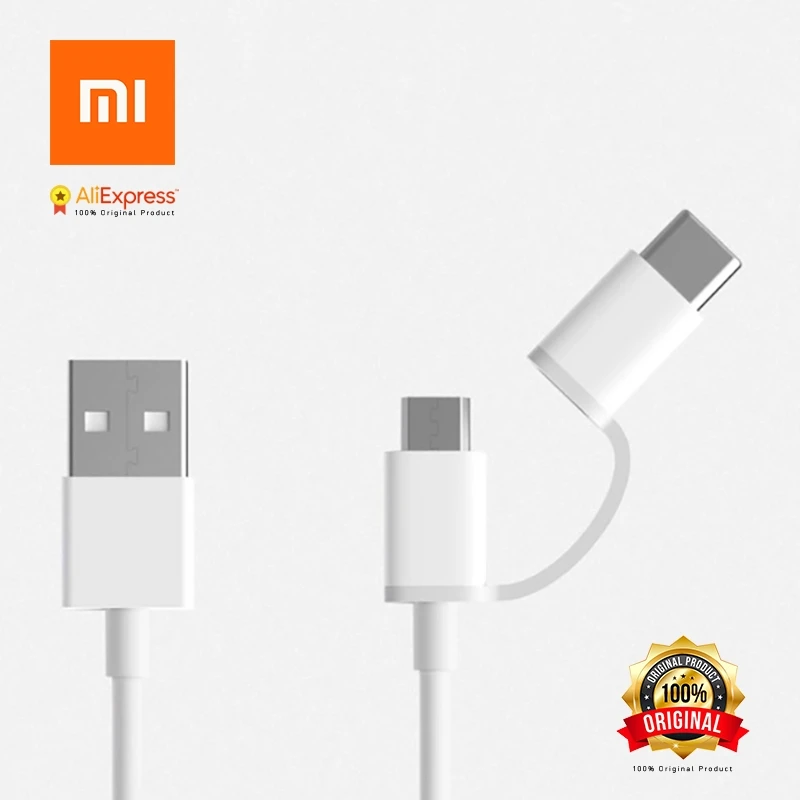 Original Xiaomi Cable 2 in 1 Micro USB Type-C Cable Sync Fast Quick Charger Data TypeC Charging Cable Type C (2)