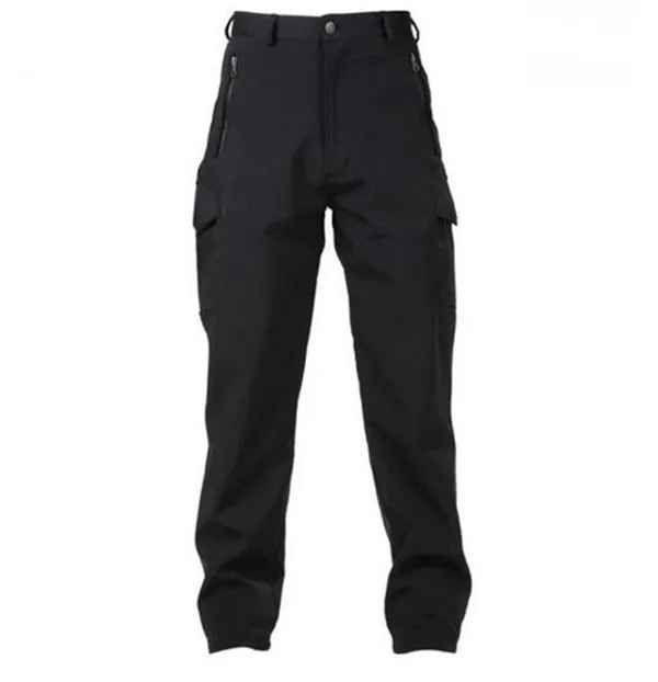 Тактические Военные камуфляжные штаны из кожи акулы, мужские зимние армейские водонепроницаемые термо-камуфляжные охотничьи флисовые брюки - Цвет: Black
