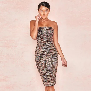 

New Fashion Hot Selling Colorful Off Shoulder Party Outfit Casual Date Women Midi Dress Pageant Chic Elegant Vestidos Wholesale