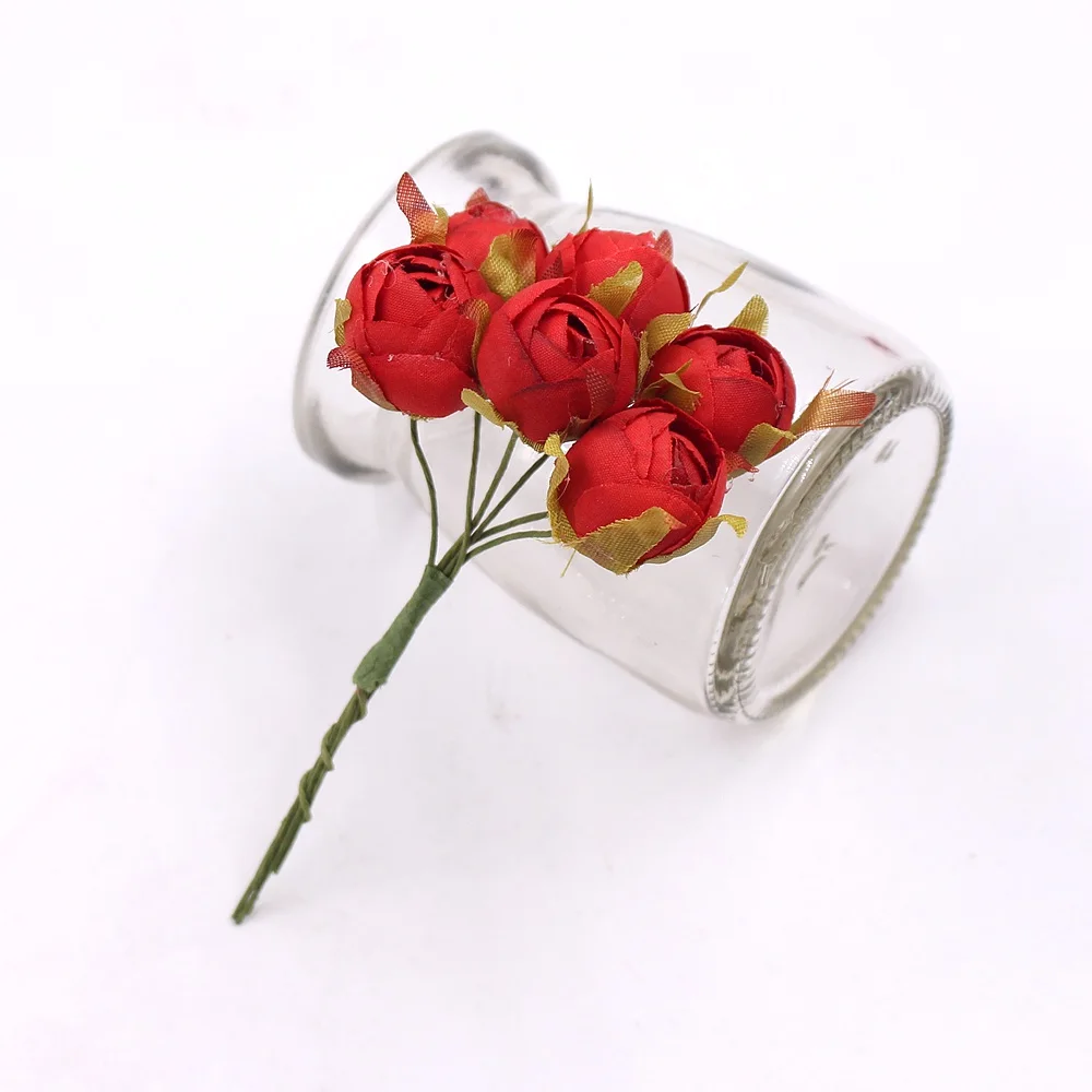6 шт 1,5 см реалистичные нетканые Искусственные Розы Букеты для рукоделия венок Подарочная коробка искусственные цветы для скрапбукинга Para Свадебные украшения