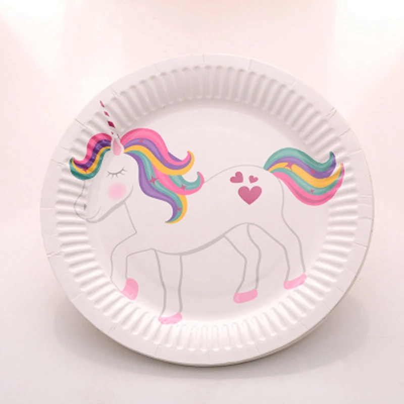 Vvsoo 10 шт. единорог; Фламинго бумажные чашки тарелки одноразовые Посуда украшения для свадьбы дня рождения Детские вечерние принадлежности для душа