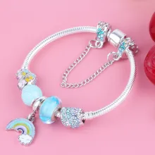 Couqcy Европейский Шарм личности новая Радужная подвеска стеклянные бусины браслет День Святого Валентина подходит для женщин ювелирные изделия аксессуары