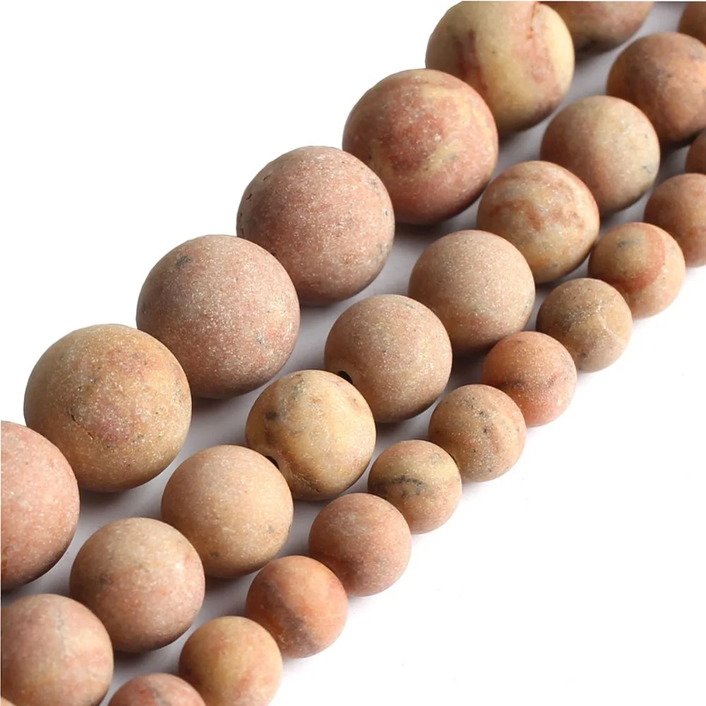 

Dull polish Matte Natural Stone Beads Orange Jasper Round Spacer Beads For Jewelry Making 6/8/10 mm pick size 15inches