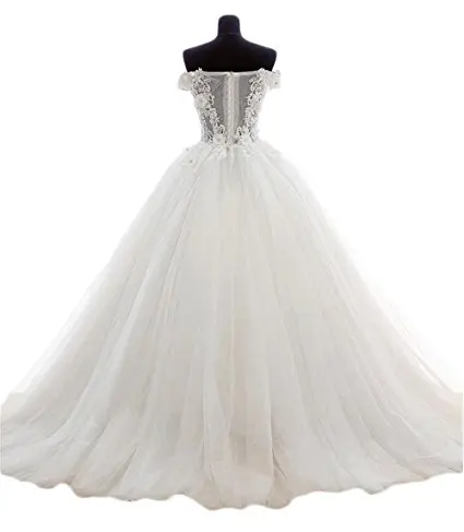 Quinceanera dresses 15 Party Sexy Lace Applique Court Train Luxury Boat-Neck Plus Size Angelsbridep
