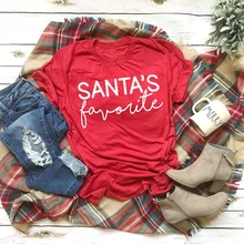 Футболка SANTA'S favorite, забавный слоган, женская мода, хипстер, рождественские, вечерние, стильные, tumblr, повседневные, tumblr, эстетическая рубашка, красные футболки