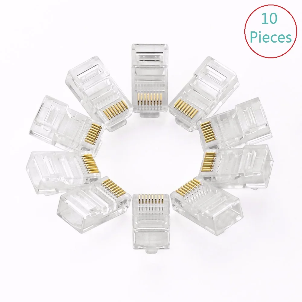 

10Pcs/lot RJ45 Network Cable Modular CAT5e Plug 8P8C Crystal head