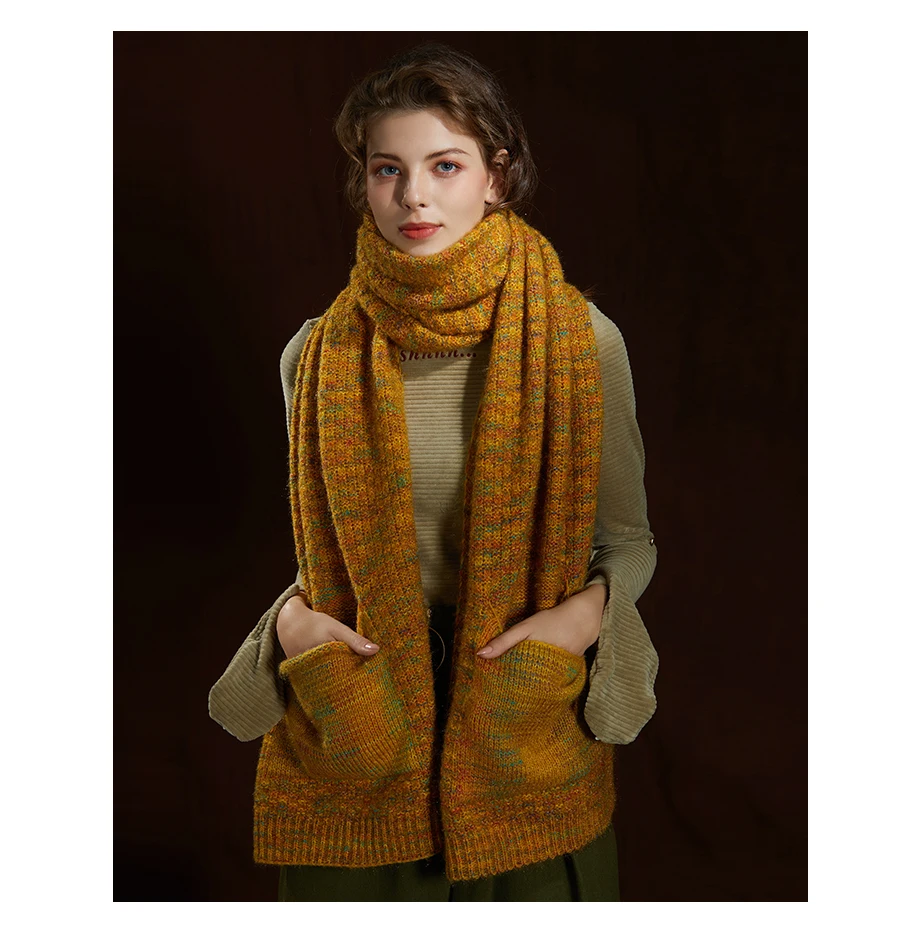 Fashion Cashmere Scarves Winter Wool Knitting Scarf Warm Women Shawls And Wraps Autumn Scarf Large Shawl Size200cm45cm (9)
