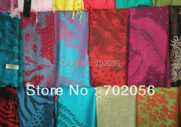 

2015 all matched feather print shawl scarf wraps ponhos stole mixed colors 9pcs/lot 180*70cm #3439