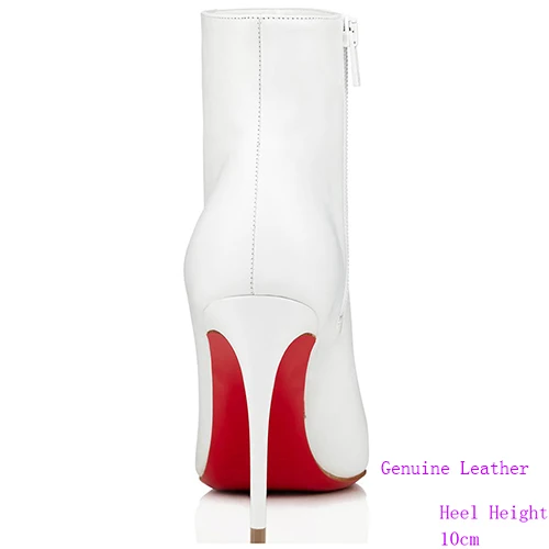 So Kate Booty/100 мм туфли из лакированной кожи на тонком каблуке с красной подошвой и острым носком ботильоны женские модельные черные и белые размера плюс 46 - Цвет: White 10cm