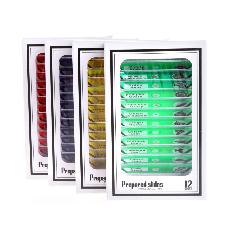 

48 Pcs Prepared Microscope Slides Specimen Animals Insects Plants Flowers Sample #Aug.26