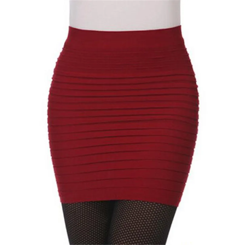 Хит, женские модные облегающие Облегающие юбки трапециевидной формы черного, красного, синего и оранжевого цветов, сексуальные короткие мини юбки выше колена в полоску