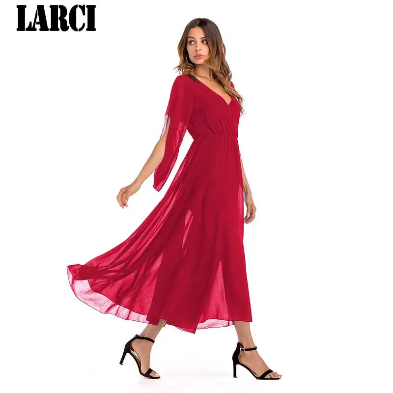 LARCI 2018 длинное пляжное летнее платье для женщин обёрточная бумага Boho богемные