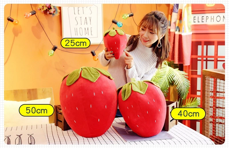 Dorimytrader red strawberry pillow cute plush toy large fruit doll kawaii sleeping pillow girl birthday gift 20inch 50cm DY50572 (10)
