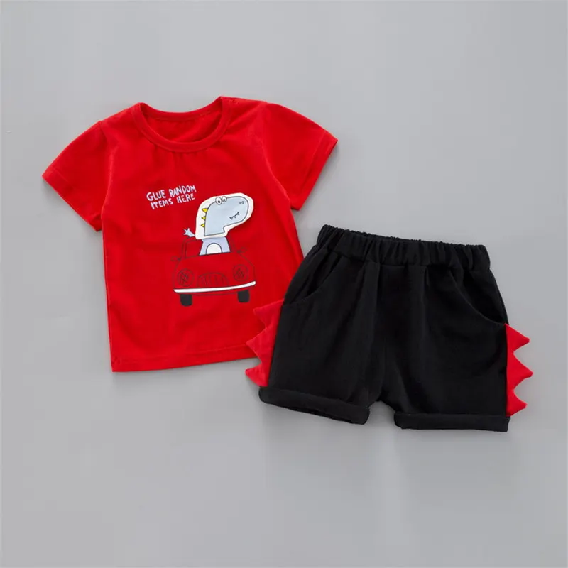 baby boy clothes summer two piece set baby infant clothing set outfit for baby cotton top + shorts pants kids tracksuit dinosaur
