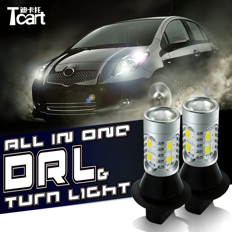 Tcart For Toyota Avensis T20 Auto LEDDRL Turn Signal Light Car font b Lamps b font