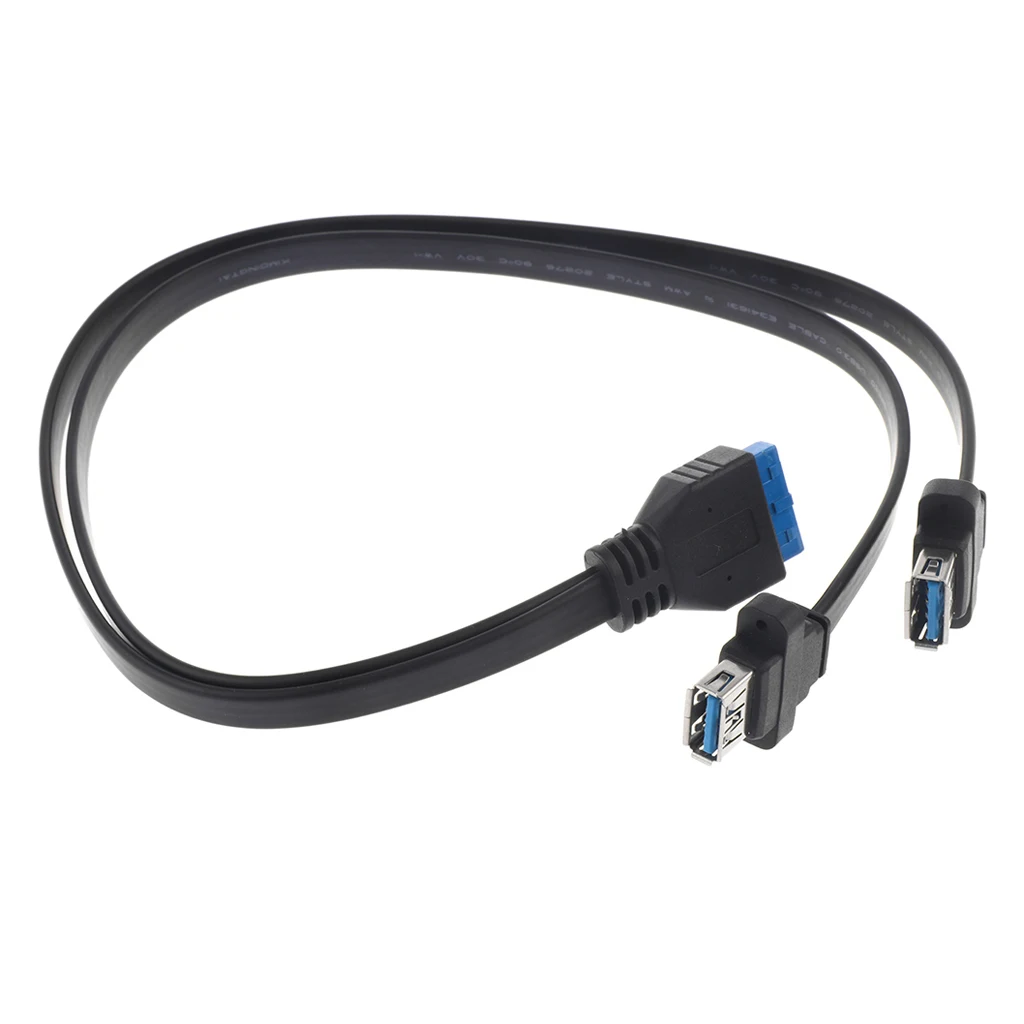 MagiDeal Dual Ports USB 3.0 Female Screw Panel Mount To Motherboard 20 Pin Header Flat Cable Cord Plastic