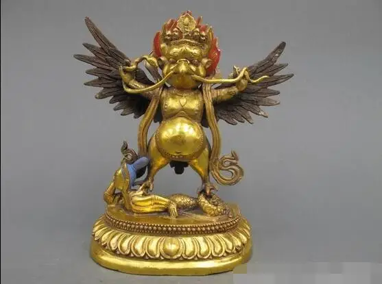 

Tibet Religion Temple Copper Bronze Gild Bird Garuda Tantric Buddha Statue