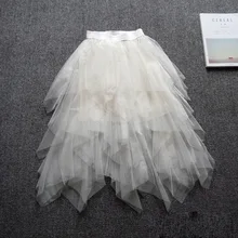 3 слоя сетки нерегулярные женские плиссированные юбки повседневные милые кружева модал сплошной белый черный Женское платье Мори девушки юбки U575