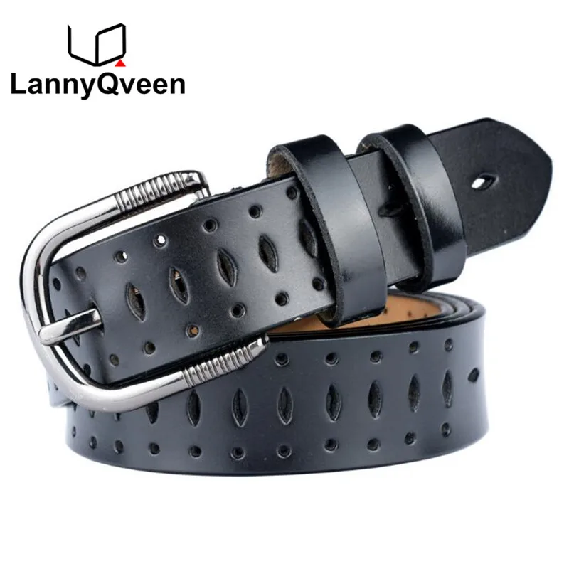 

LannyQveen fashion belt cow leather belt women's Waist belt pin buckle dress colorful female belts for women free shipping