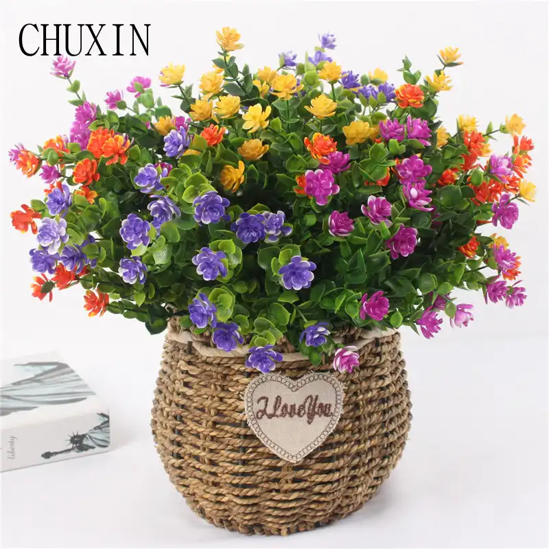 4pcs artificial plastic lotus flower small home garden decoration for vase photo