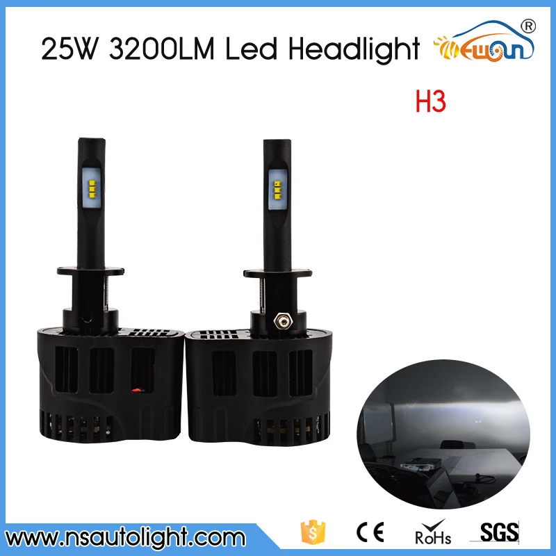 

Free Shipping New 25W 3200LM H3 LED Headlight Conversion Kit Xenon white Motorcycle Car Light Source 6000K