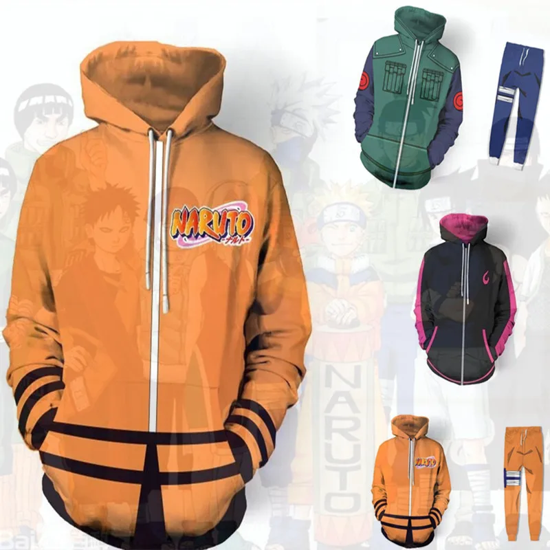 Naruto 3D Printed Zip Hoodie Sweatshirt Pants | Anime Cool Store