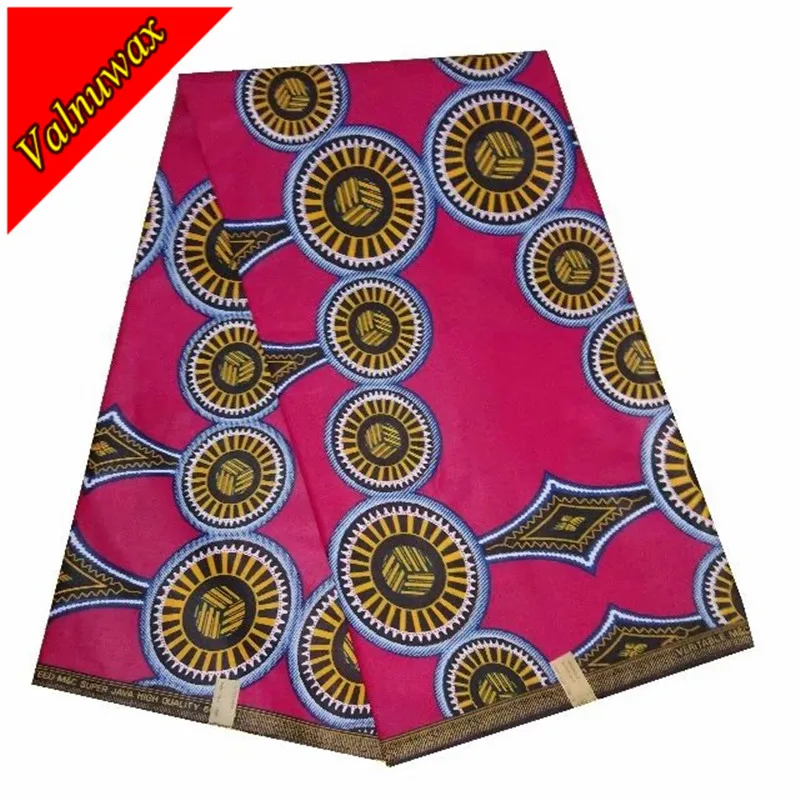 

Guaranteed Java prints Ankara Fabric Embroidered High Quality Pink Color Wax For Clothes 6Yards 100%cotton /QD05