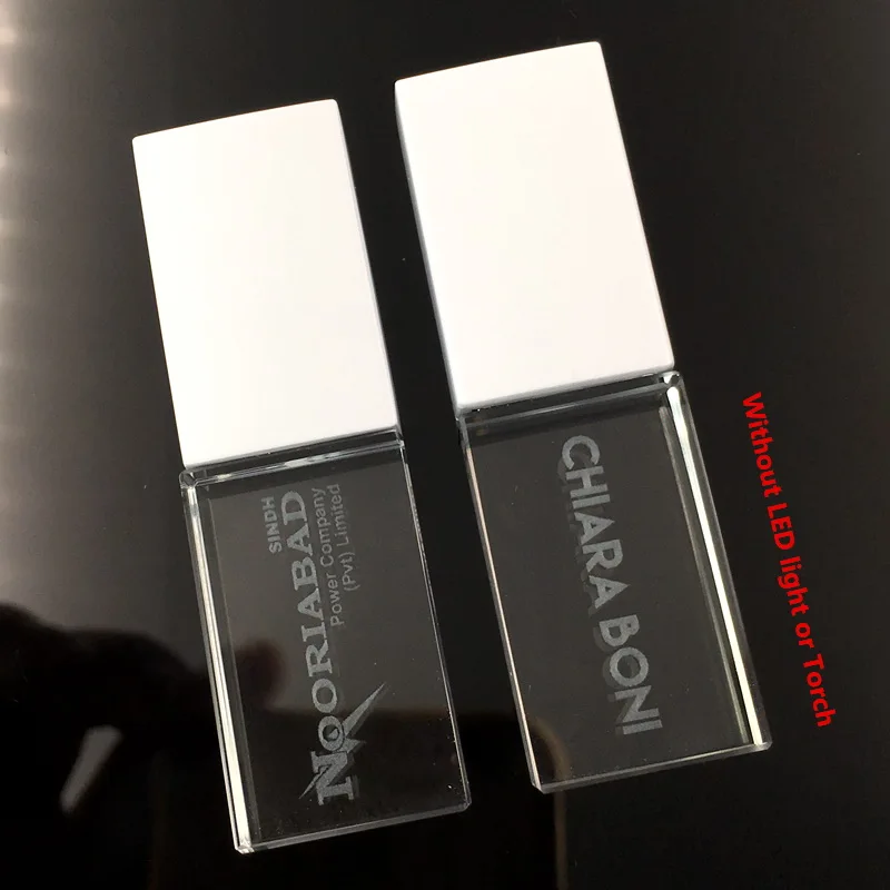 Пользовательский логотип черный белый кристалл USB 2,0 флэш-накопитель(без светодиодный светильник или фонарь