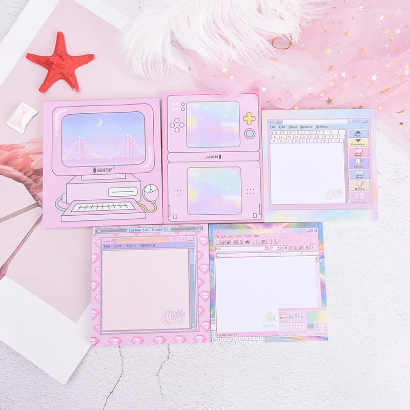 

Memo Pad Bookmark Stationery Gift Random Delivery N Times Pink Sticky Notepad Computer Game Model Paper