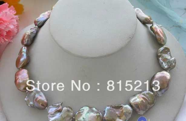 

N704 HUGE Lustre 17" 21-22mm LAVENDER baroque keshi reborn PEARL NECKLACE % Discount AAA