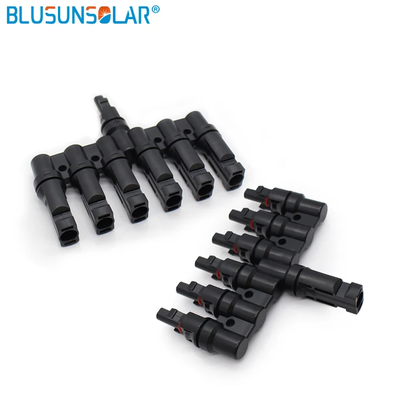 

Blusunsolar 1 Pair MC4 6 to 1 T Branch parallel connect Electrical Solar 60A 1000V MC4 Connector Y Panel Cable Wire Connection