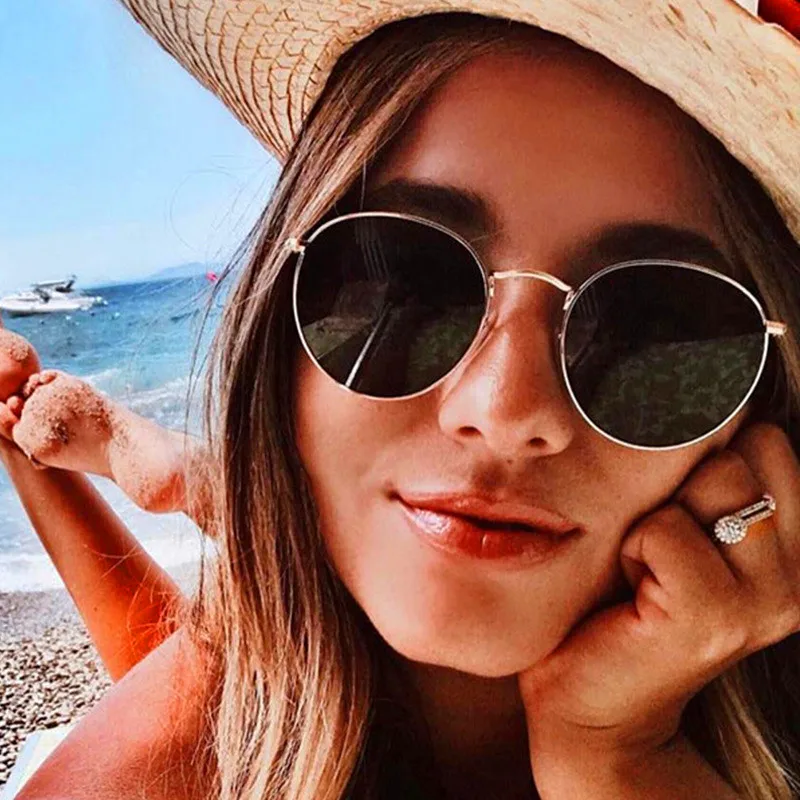 2019 Classic Round Sunglasses Women Retro Gold Silver Black Metal Frame Unisex Eyewear Male Sun Glasses for Men Oculos Gafas
