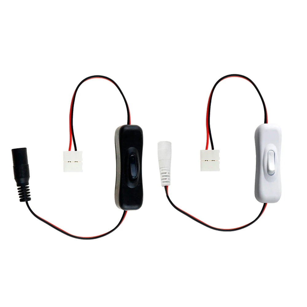 

8mm 10mm 2pin to DC Power Connector with ON OFF Switch for 5050 2835 5630 Single Color LED Strip Light Solderless Connector JQ