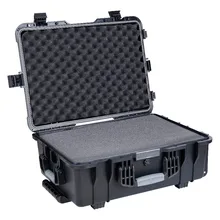 Водонепроницаемый литьевой пластиковый жесткий чехол на колесиках с пенопластовыми вставками