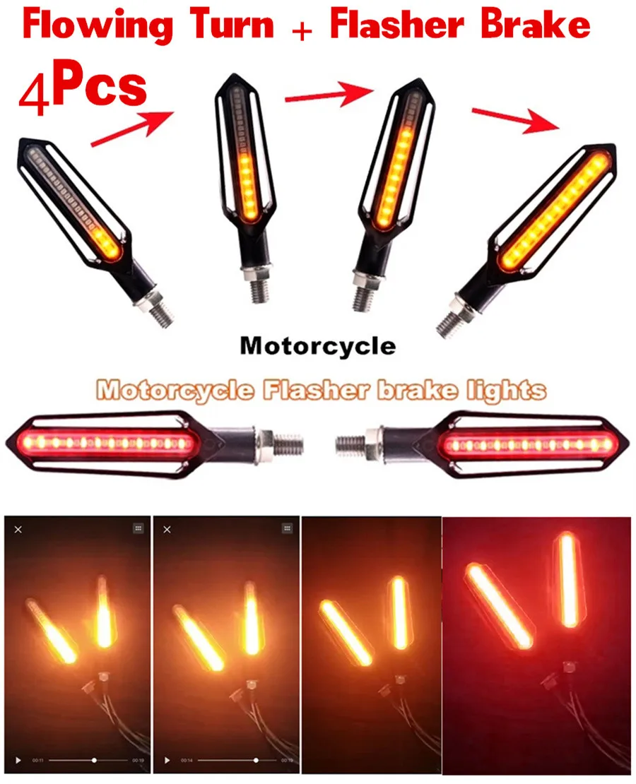 

2 Pair Scooter LED Turn Signal Light+Brake Lamp Super Bright Cool Style Design Red&Yellow