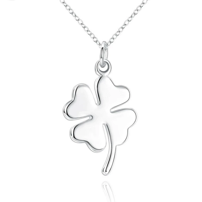 Pure silver 925 necklace jewelry fashion accessories manufacturer source four-leaf grass necklace pendant European and American Fine Jewelry
