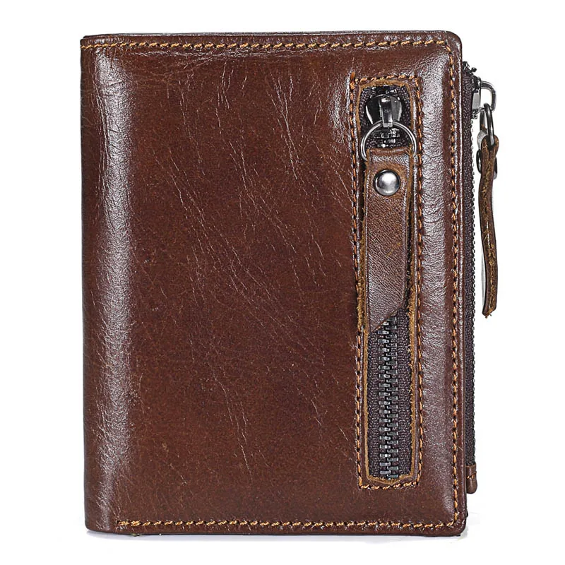 

2019 New Genuine Leather Mens Wallet Man zipper Short Coin Purse Brand Male Cowhide Credit&id Multifunction Small s