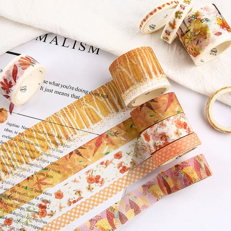 

10Pcs/Box Leafs Flower Print Washi Tape DIY Decoration Masking Tape Toy Sticker tape for Diary Scrapbooking Decor Photos Albums