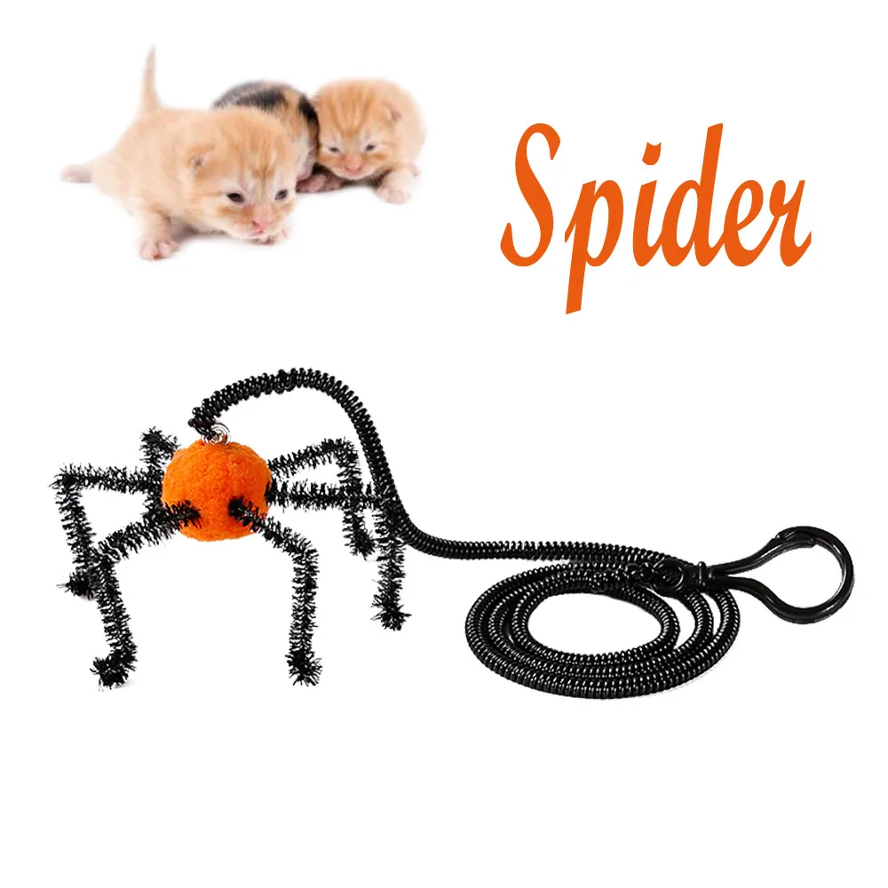 Лидер продаж Счастливого Хэллоуина собака, кошка, игрушка для домашних животных маленький колокольчик красочные Spring играть веревка из ткани, имитирующий летучая мышь паук палец ворсовая кошачья игрушка