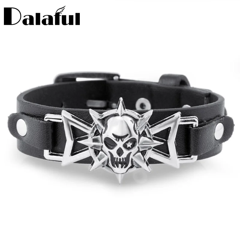 

2018 Skeleton Skull Star Eye Punk Gothic Rock Leather Belt Buckle Bracelets For Women Men Bracelets & Bangles S302
