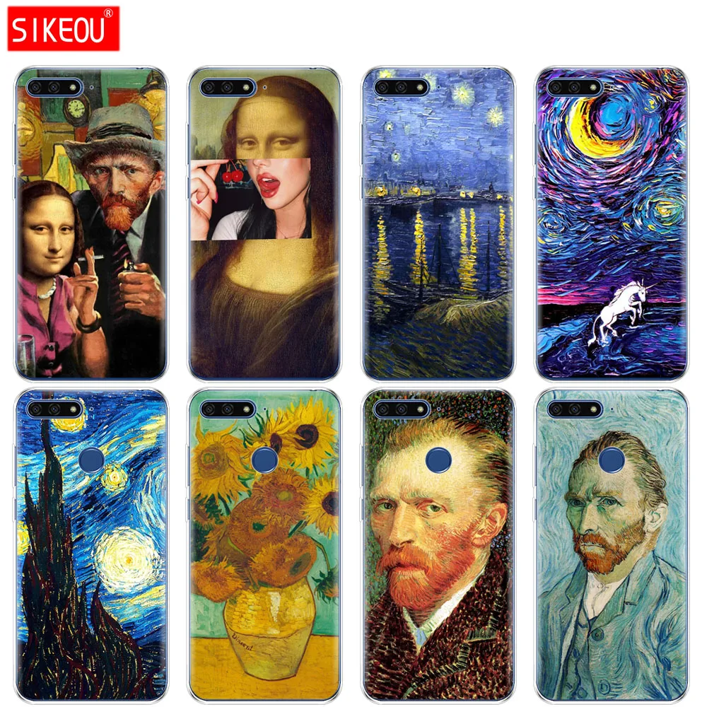 Силиконовый чехол для телефона Huawei Honor 7A PRO 7C Y5 Y6 Y7 Y9 2017 2018 Prime Van Gogh Starry Night|Бамперы| |