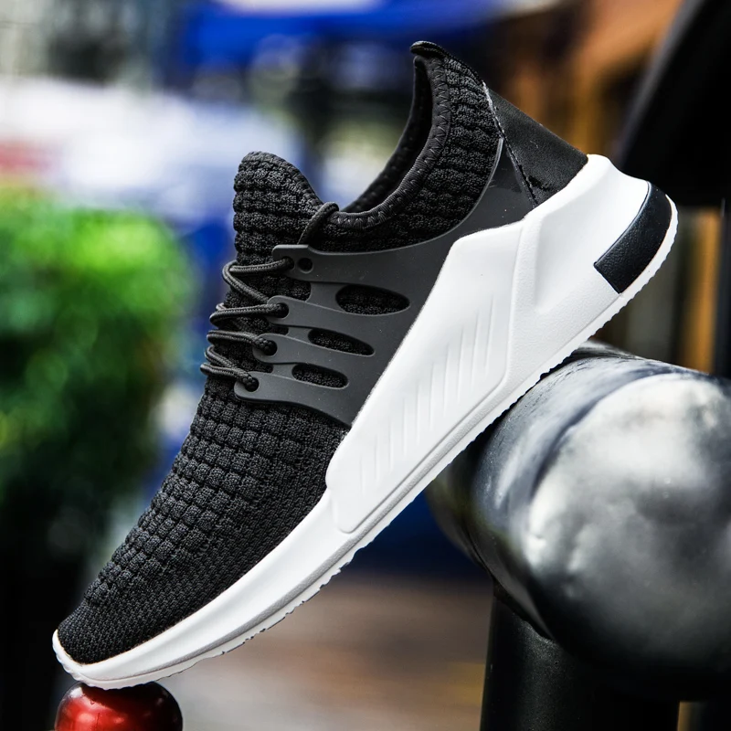

2019 men shoes lace-up male comfortable light sneakers breathable black red gray fashion men casual shoes chaussure homme