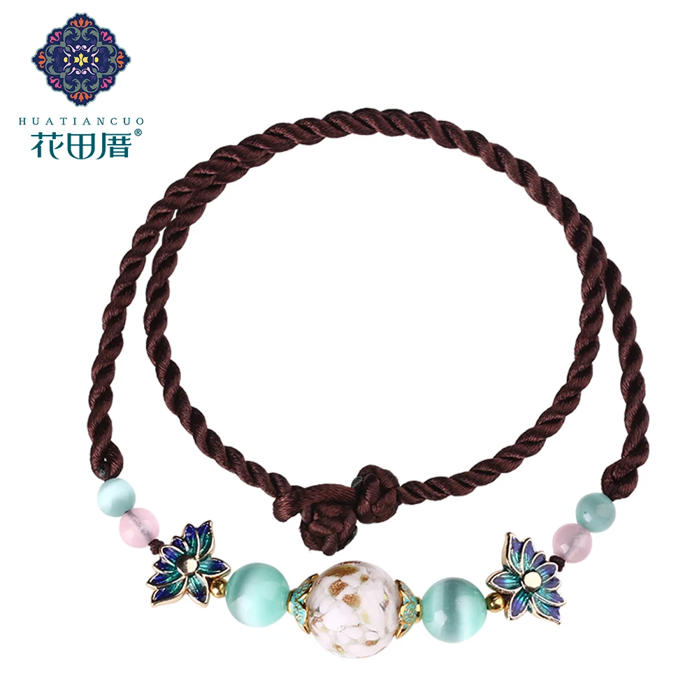 

Ethnic Handmade Colored Glaze Lampwork Beads Lotus Chokers Necklace for Women Jewelry Rope Chain Chokers Necklace DL-17036