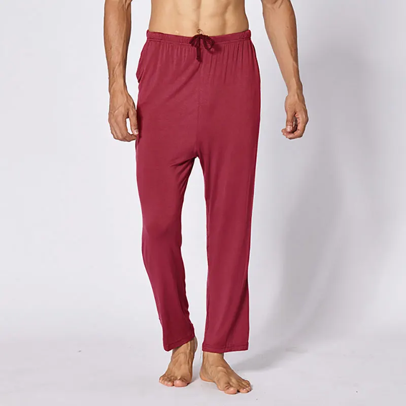 BZEL, размера плюс, домашняя одежда, мужская хлопковая одежда для сна, одежда для сна, свободные пижамы, штаны для сна, мужские одноцветные дышащие штаны для отдыха - Цвет: jujube