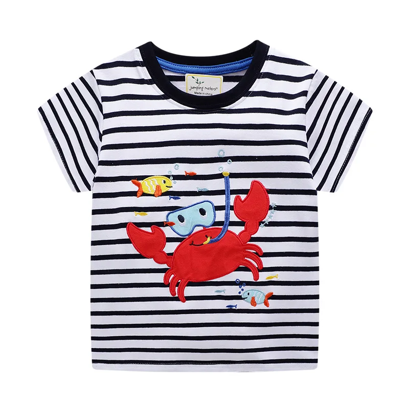

Cartoon Crabs Fish Print Baby Boy Clothes T Shirt for Summer Kids Boys Striped T-Shirts Clothes Cotton Toddler Tops Toddler Tee