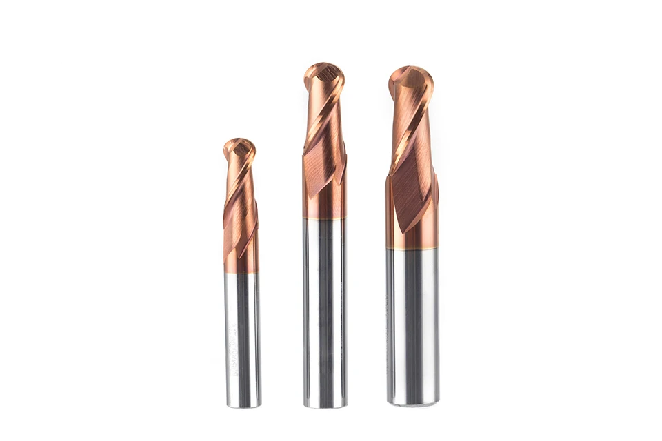 HUHAO 1pc HRC50 Tapered Ball Nose End Mill Tungsten Coated Ball Head Cutter Tungsten Steel R0.5-R6mm CNC Engraving Bit