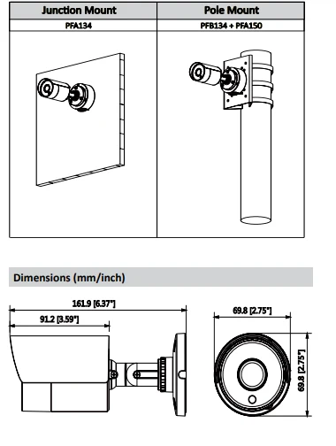 Dahua POE 2MP WDR IR Mini Bullet Network IP Camera Indoor Outdoor IP67 Support Smart Detection Metal case IPC-HFW4231S