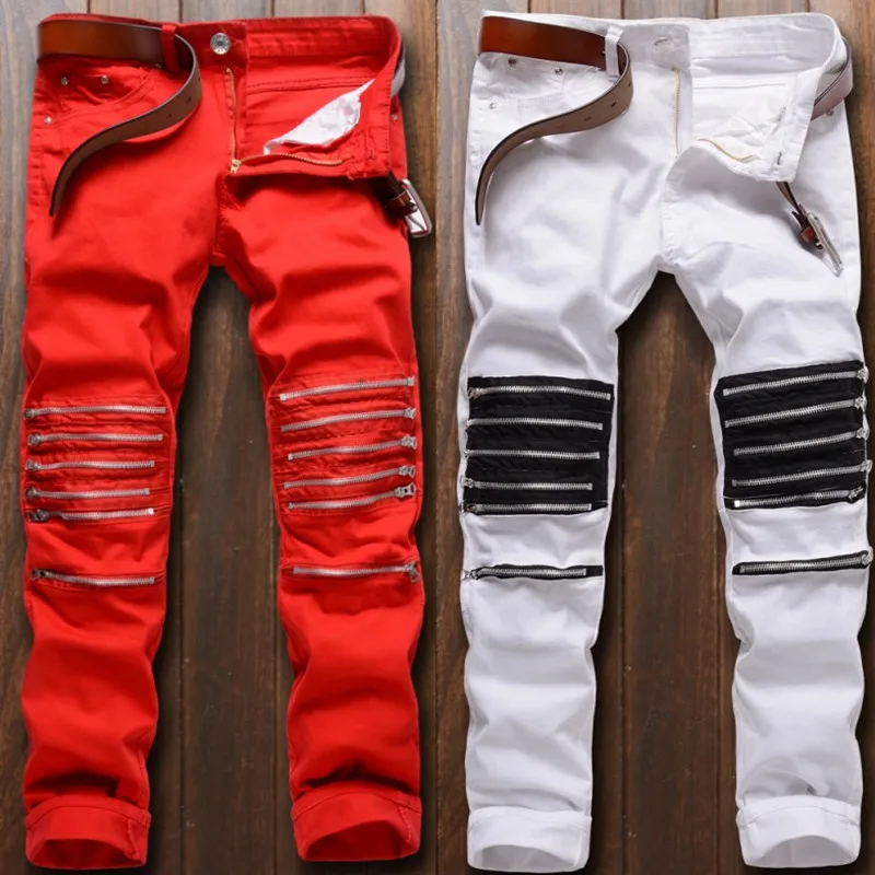 red jeans with zippers