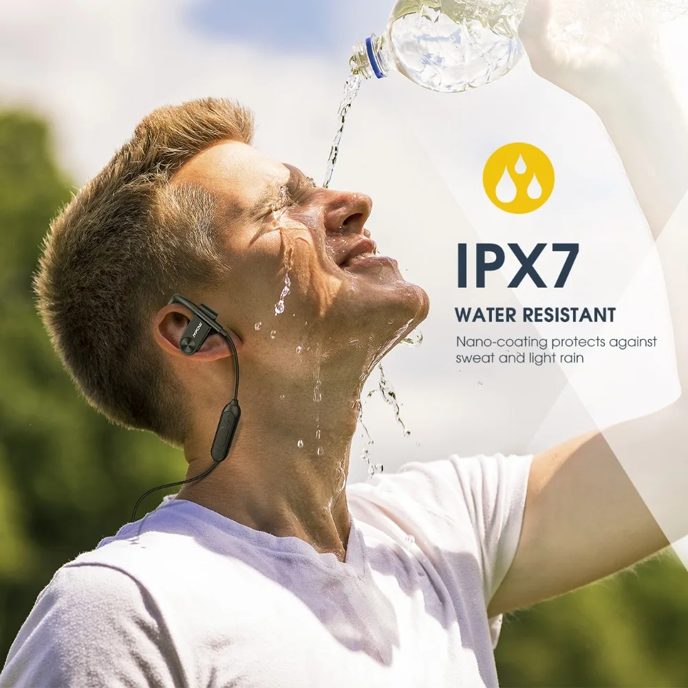 Mpow D2 Bluetooth 4.1 Wireless Earphone IPX7 Waterproof 16H Super Long Playing Time Sport Earbuds with Mic&EVA Carrying Case